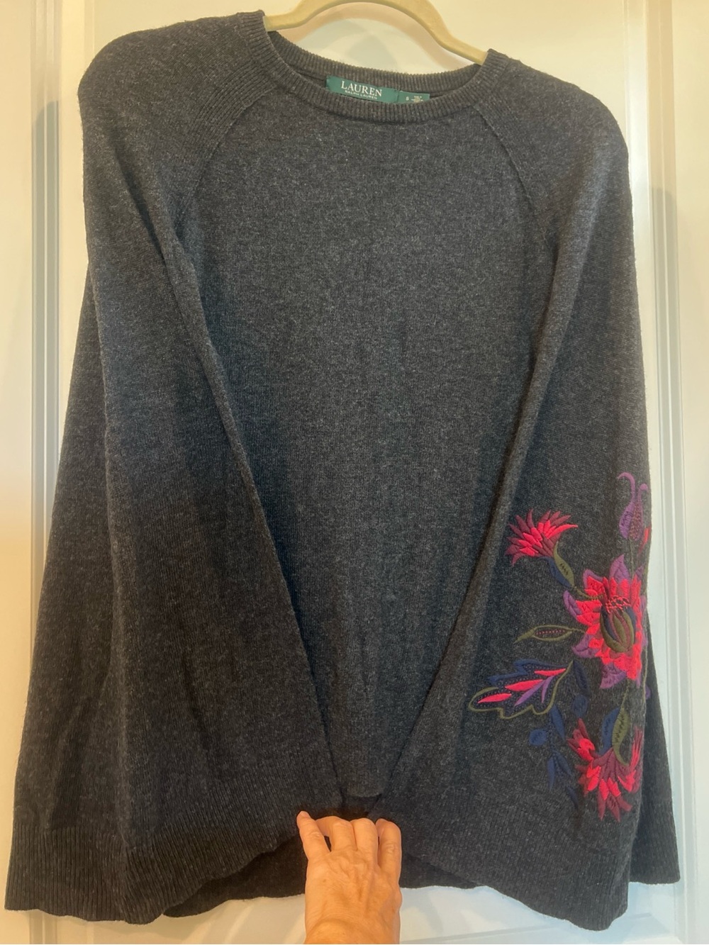 Lauren Ralph Lauren Charcoal Wool/Cashmere sleeveless top with attached cape S